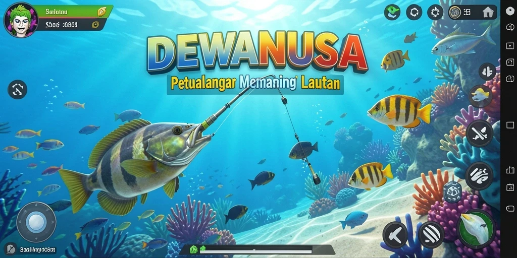 Tangkapan ikan besar dalam gameplay DEWANUSA yang seru.
