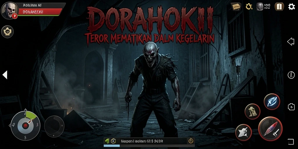 Screenshot gameplay DORAHOKI menampilkan suasana mencekam yang mengintimidasi.
