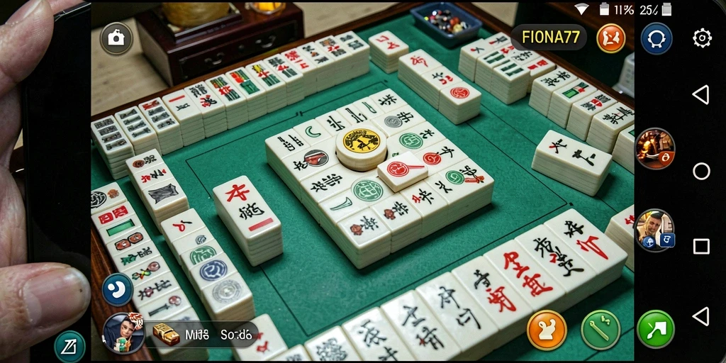 Tangkapan layar utama FIONA77 menampilkan aksi seru permainan Mahjong.