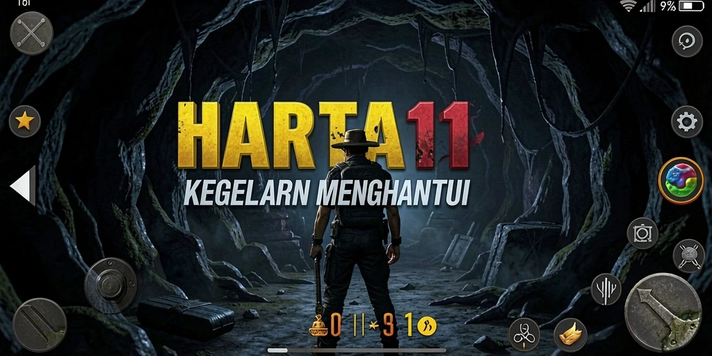 Tampilan menegangkan dalam gameplay HARTA11 yang penuh kegelapan.