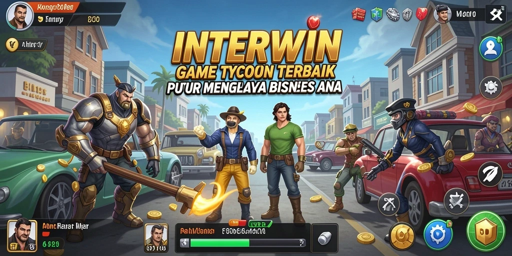 Tampilan gameplay <strong>INTERWIN</strong> yang menarik dengan berbagai pilihan manajemen bisnis.