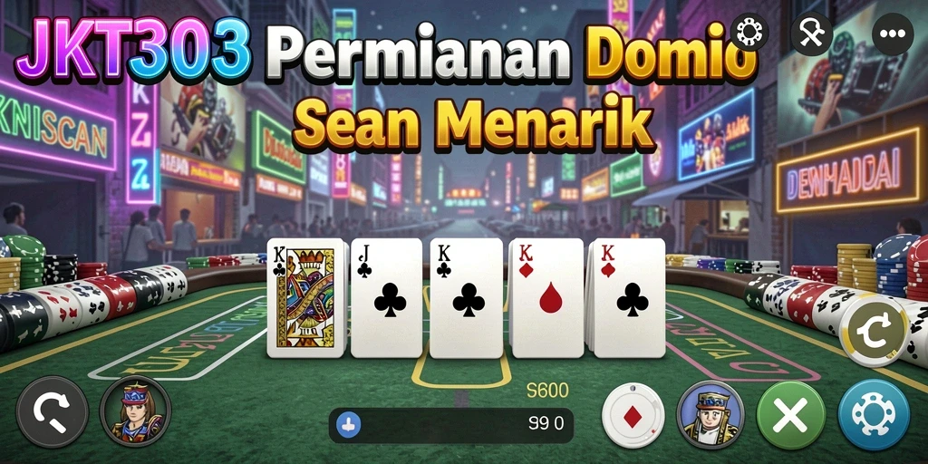 Tangkapan layar JKT303 menampilkan gameplay domino yang seru dan kompetitif.