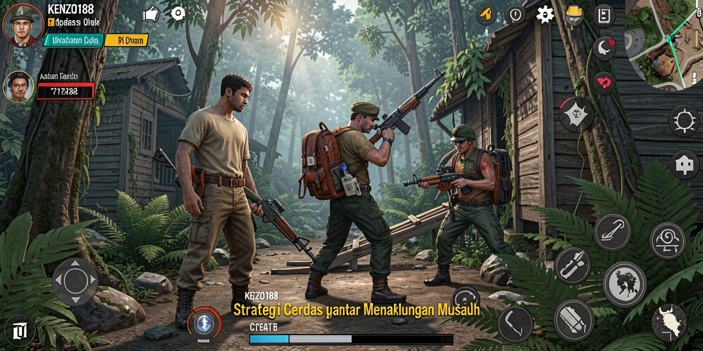 Tangkapan layar gameplay KENZO188 menampilkan strategi pertempuran yang mendebarkan.