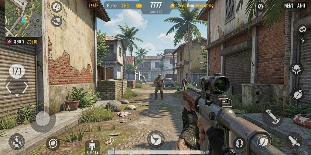 Screenshot gameplay L777 menampilkan aksi menegangkan dalam pertempuran TPS.