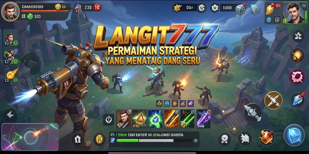Tampilan gameplay LANGIT777 menunjukkan pertempuran strategis yang intens.