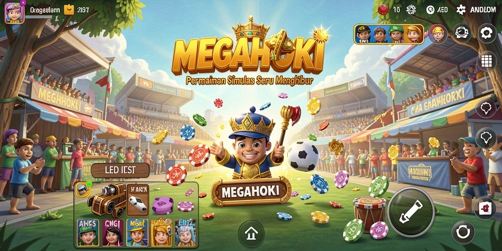 Screenshot gameplay MEGAHOKI menampilkan dunia simulasi yang dinamis.