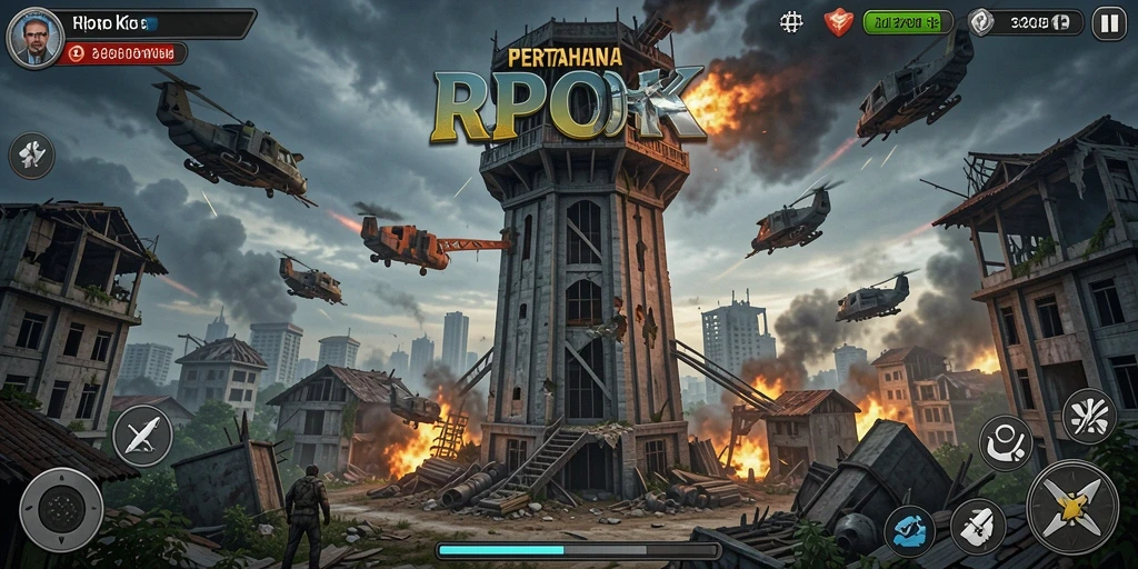 Gameplay RPOK yang menantang dengan menara dan musuh yang beragam.