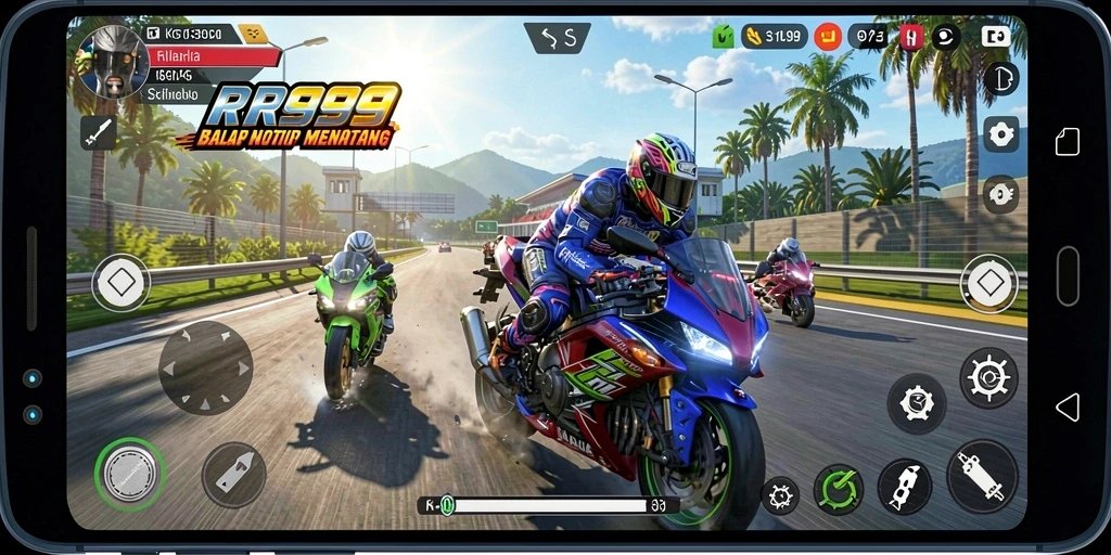 Tampilan mendebarkan dari permainan balap motor di RR999.