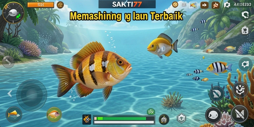 Screenshot gameplay menunjukkan suasana memancing yang seru dalam SAKTI77.