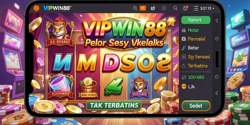Screenshot gameplay <strong>VIPWIN88</strong> menampilkan gulungan Slot berwarna-warni dan fitur bonus.